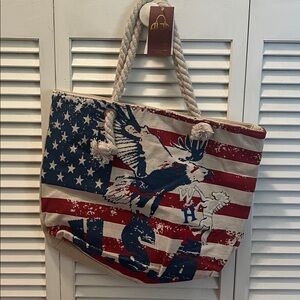 ( 0335 ) Eagle USA Tote Bag with WHT Art & Star Socks. 2026 Year of Fire Horse.